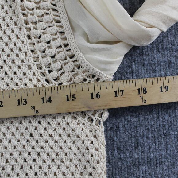 Zimmermann Top 6 Luminosity Crochet Knit Sheer Cream Balloon Boho Chic Romantic - Picture 10 of 11